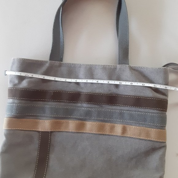 Eco-Made Vegan Canvas & Denim Zippered Medium Tote - Picture 6 of 10
